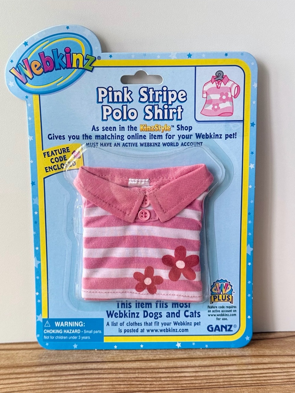 Webkinz Ganz Pink Stripe Polo Shirt Stuffed Animal Clothing Sealed With Code